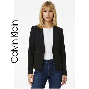 CALVIN KLEIN - Black asymmetrical open-front blazer